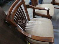 Vintage houten bureau + stoelen - afbeelding 1 van  7
