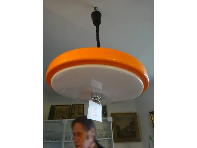 Vintage lamp, 40 cm diameter, oranje - afbeelding 1 van  2