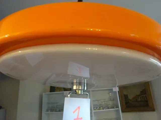 Vintage lamp, 40 cm diameter, oranje - afbeelding 2 van  2