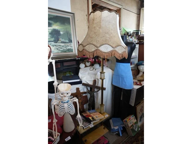 Vintage lampadére in koper en marmer - afbeelding 1 van  2
