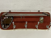 Vintage muurkapstok met spiegel en hoedenrek. jaren'50 - afbeelding 1 van  2