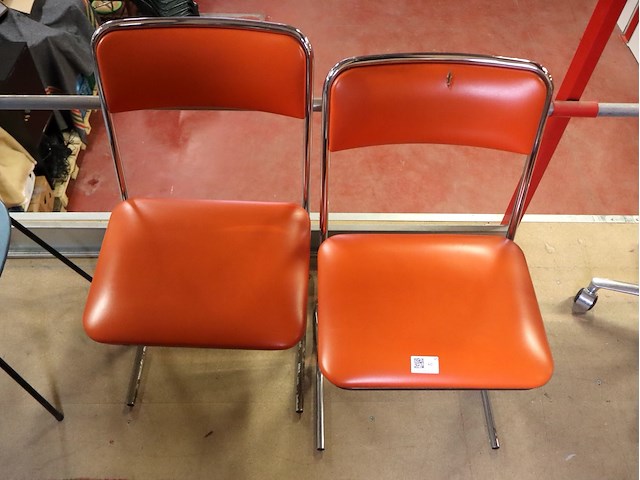 Vintage space age design oranje stoel (x2) - afbeelding 2 van  4