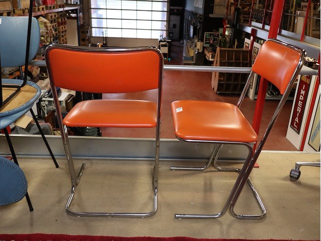 Vintage space age design oranje stoel (x2) - afbeelding 4 van  4