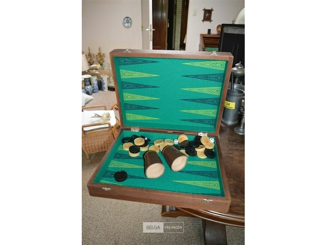 Vintage spel backgammon - afbeelding 2 van  5