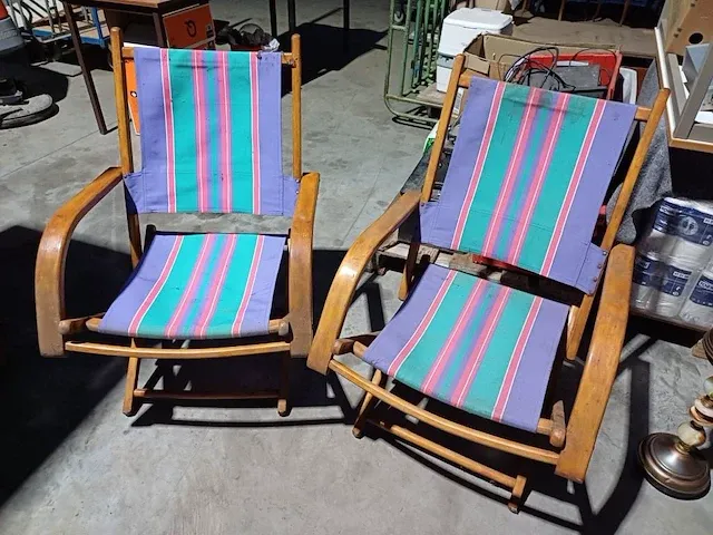 Vintage strandstoelen (2x) - afbeelding 1 van  1
