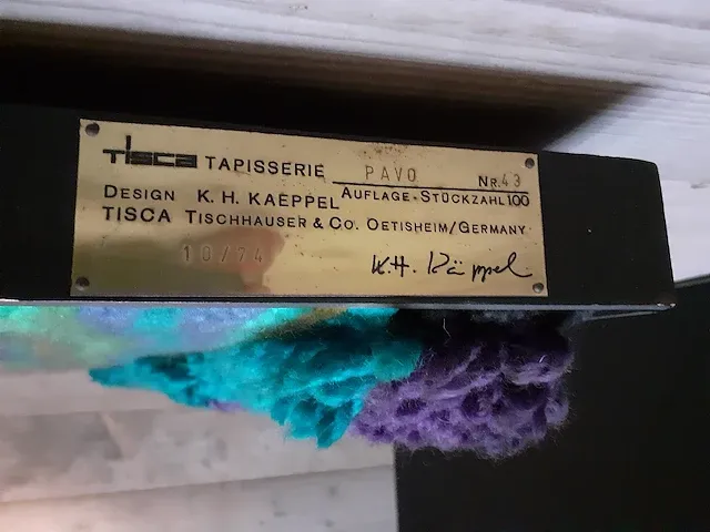Vintage wandtapijt in kader (jaren '70) - afbeelding 2 van  2
