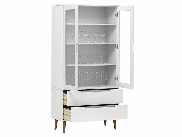 Vitrine - wit - massief grenen - afbeelding 4 van  9