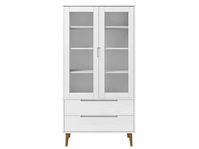 Vitrine - wit - massief grenen - afbeelding 5 van  9