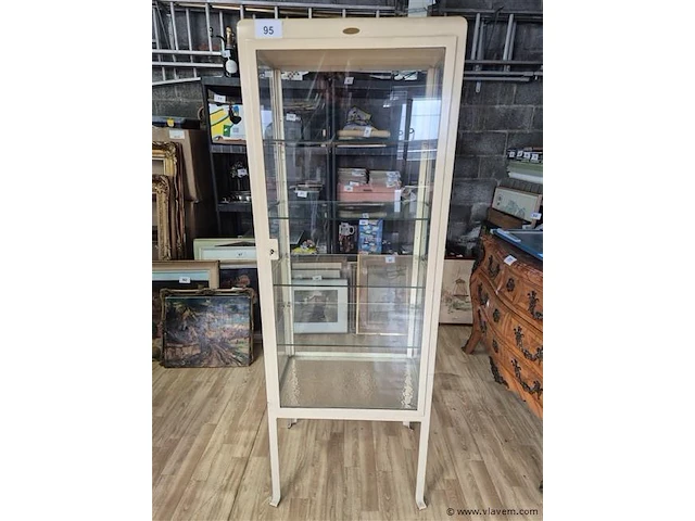 Vitrine metaal h 170 b 60 d 40, belgisch - afbeelding 1 van  7