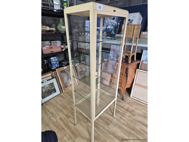 Vitrine metaal h 170 b 60 d 40, belgisch - afbeelding 3 van  7