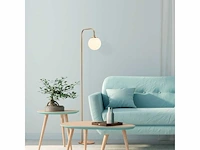 Vloerlamp, verguld koper, metaal, glas - afbeelding 2 van  6