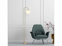 Vloerlamp, verguld koper, metaal, glas - afbeelding 3 van  6
