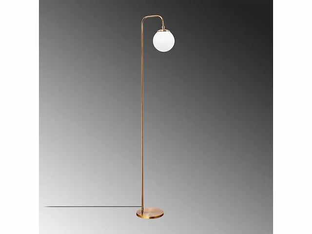 Vloerlamp, verguld koper, metaal, glas - afbeelding 4 van  6