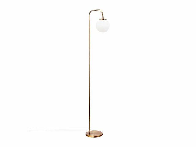 Vloerlamp, verguld koper, metaal, glas - afbeelding 5 van  6