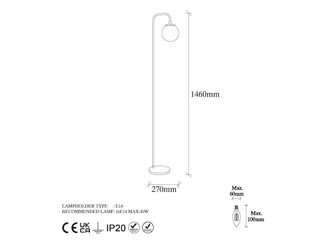 Vloerlamp, verguld koper, metaal, glas - afbeelding 6 van  6