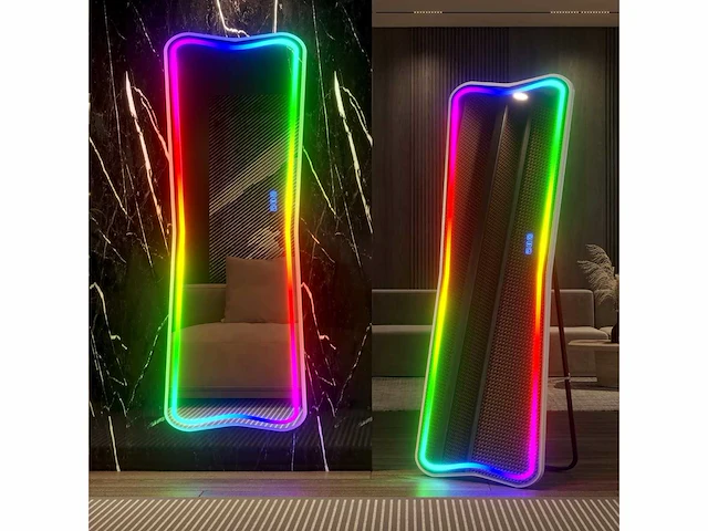 Vloerspiegel met rgb-verlichting, 150 x 50 cm - afbeelding 1 van  8