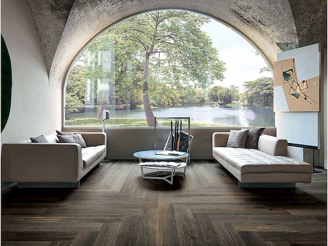 Vloertegel 115,2m2 hout eiken choco 20x180cm gerectificeerd - afbeelding 1 van  6