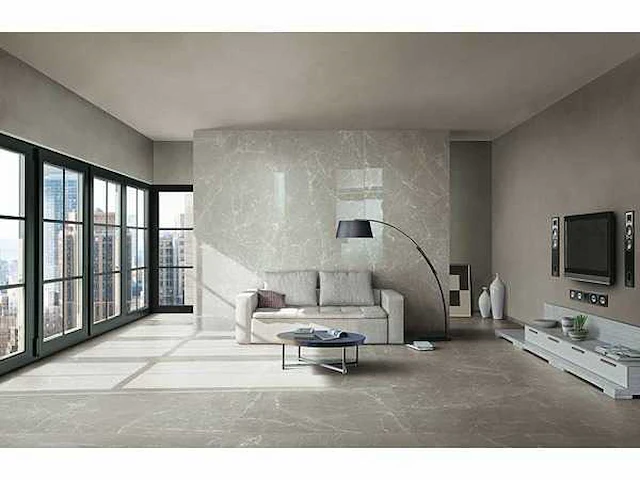 Vloertegel 18m2 techstone marmer grijs glanzend 60x120cm gerectificeerd - afbeelding 1 van  8