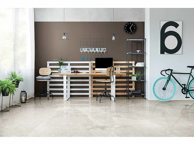 Vloertegel 43,2m2 wit goud mat 60x120cm gerectificeerd - afbeelding 1 van  3