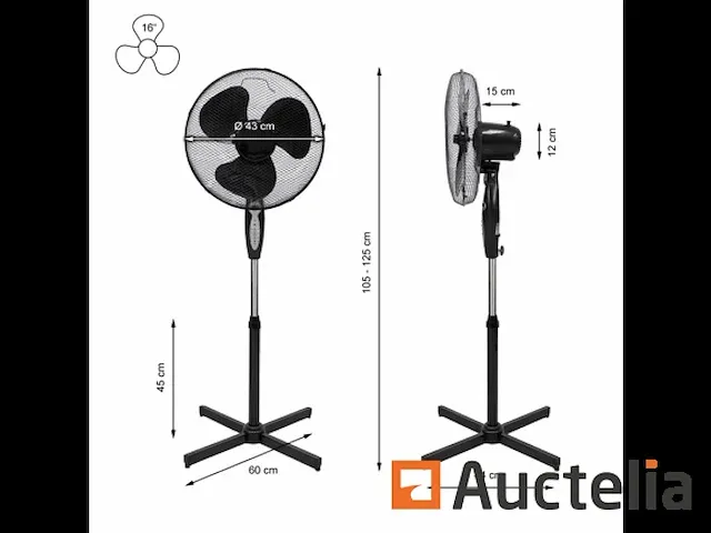 Vloerventilator 45 w 16 zwart met afstandsbediening - afbeelding 6 van  9