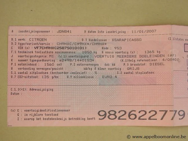 Voertuig meerdere doeleinden citroen xsara picasso,diesel,1560cm³,66kw,1e inschr 11/01/07,vf7ch9hxc25875010,kmstand vlgs ltste keuring 06/01/24: 69241km,co²-uitstoot 145g/km,euro5b,kentekenbewijs,gelijkvormigheidsattest,keuring tot 11/1/25,2sleutels - afbeelding 2 van  10