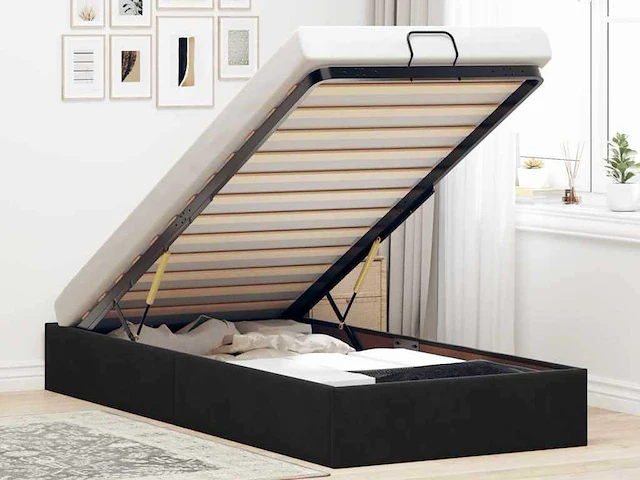 Voetenbank bed zonder matras zwart 90x200 cm fluweel - (x2) - afbeelding 1 van  9