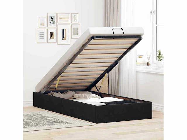 Voetenbank bed zonder matras zwart 90x200 cm fluweel - (x2) - afbeelding 2 van  9