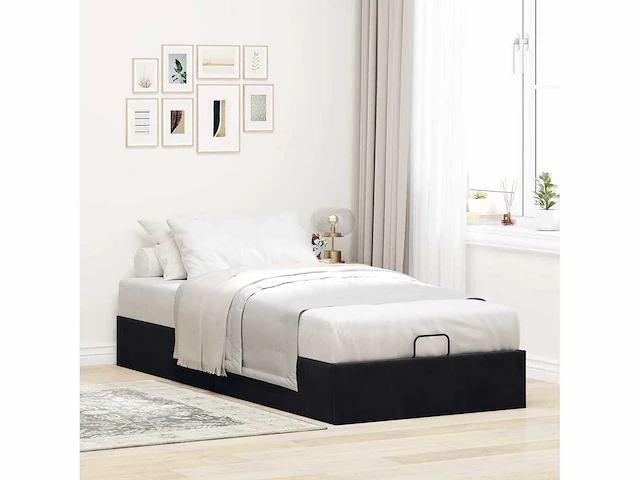 Voetenbank bed zonder matras zwart 90x200 cm fluweel - (x2) - afbeelding 4 van  9