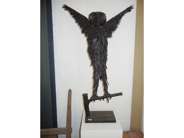 Vogelkunstwerk metaal getekend - afbeelding 2 van  2