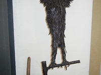 Vogelkunstwerk metaal getekend - afbeelding 2 van  2