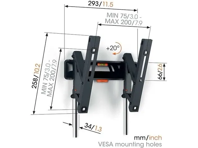 Vogel's comfort tvm 3215 | kantelbare tv-beugel | 19-43" | max 15kg | vesa 200x200 - afbeelding 3 van  3