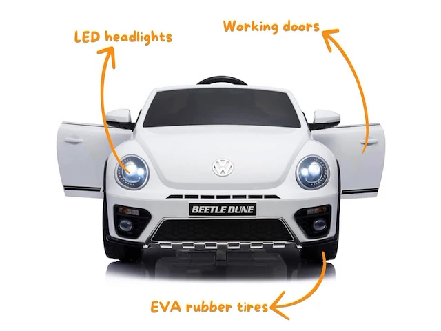 Volkswagen beetle xl elektrische kinderauto 12v - 1 tot 5 jaar - wit (nieuw) - afbeelding 3 van  7