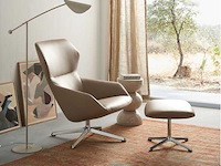 Volnerf lederen draaifauteuil -taupe - afbeelding 1 van  10