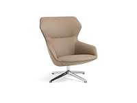 Volnerf lederen draaifauteuil -taupe - afbeelding 3 van  10