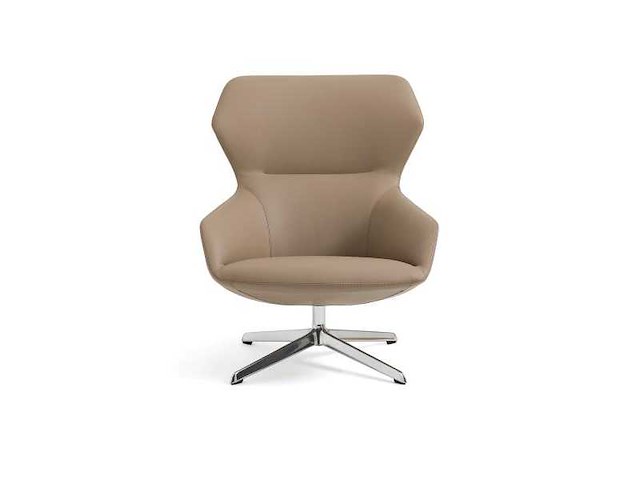 Volnerf lederen draaifauteuil -taupe - afbeelding 4 van  10