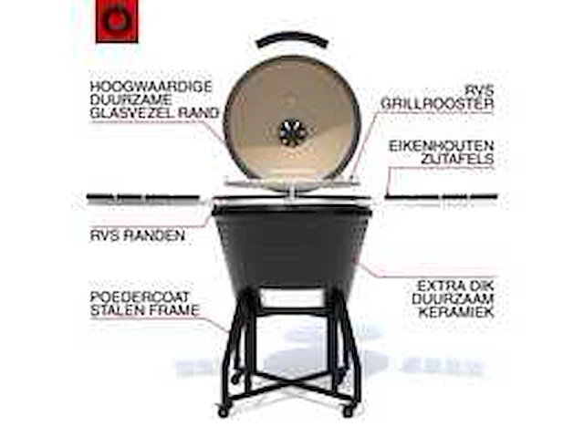 Volt! kamado bbq 22 inch houtskoolbarbecue, ø59 cm, luxe afwerking - afbeelding 2 van  16