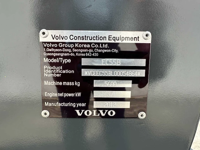 Volvo - 2012 - ec55b - midigraafmachine - afbeelding 38 van  44