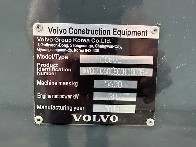 Volvo - 2013 - ec60c - midigraafmachine - afbeelding 40 van  46
