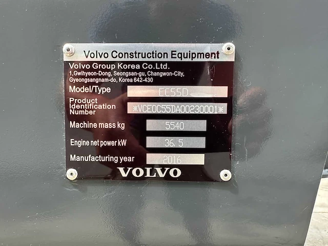 Volvo - 2016 - ec55d - midigraafmachine - afbeelding 39 van  45