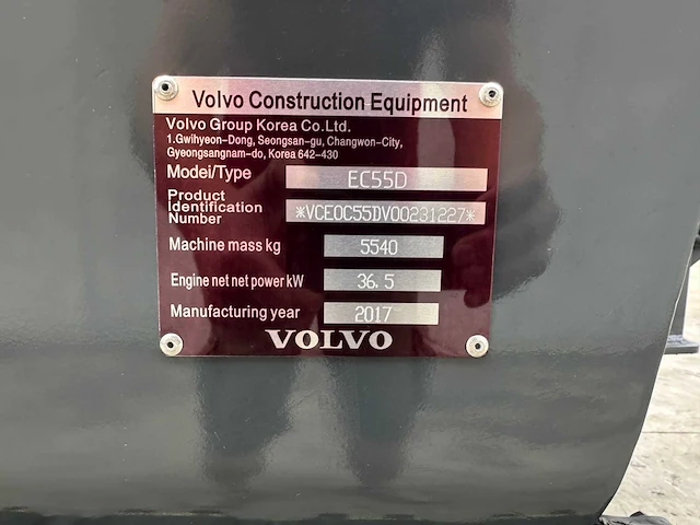 Volvo - 2017 - ec55d - midigraafmachine - afbeelding 13 van  44