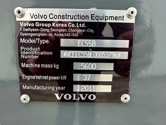 Volvo - ec55b - midi-excavator - 2011 - afbeelding 36 van  42