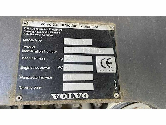 Volvo - ew 140 b - banden graafmachine - 2007 - afbeelding 21 van  26