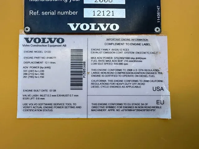 Volvo - l180f - shovel - 2008 - afbeelding 44 van  50