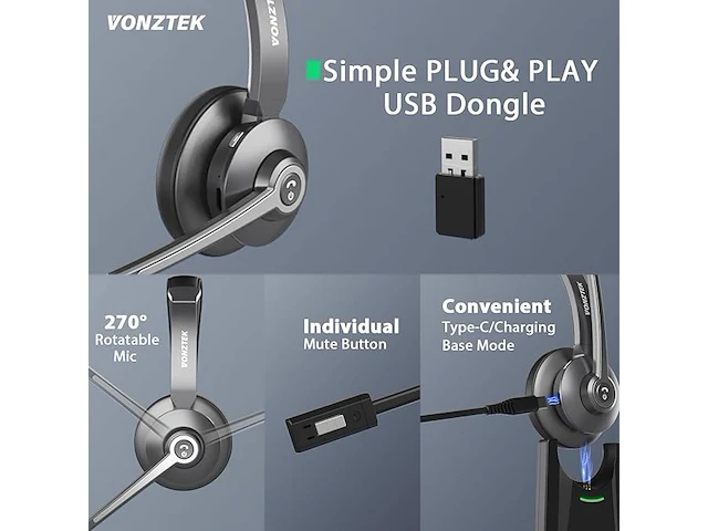 Vonztek draadloze headset - afbeelding 3 van  7