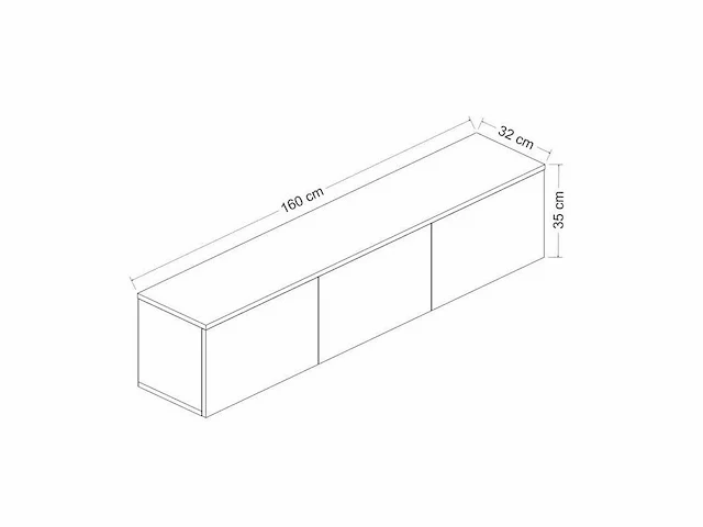 Vorm tv meubel met meerdere planken 160x35 cm met led - afbeelding 6 van  6