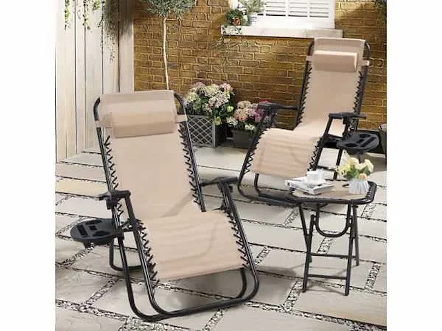 Vouwset met bekerhouder en beige tafel - afbeelding 1 van  5