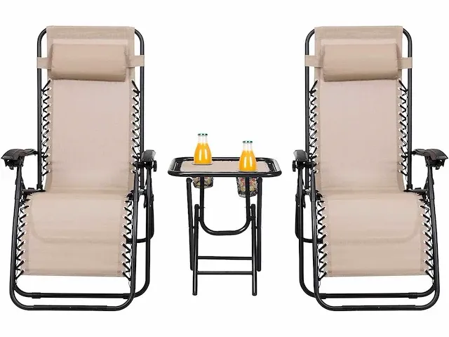 Vouwset met bekerhouder en beige tafel - afbeelding 3 van  4