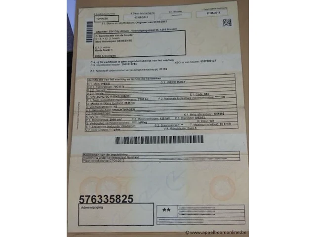 Vrachtwagen iveco daily 70c17v, diesel, 2998cm³,125kw, 1e inschr 07/5/12, zcfc70c110d471158, 63299km, co²-uitstoot ng,euro5,kentekenbewijs,gelijkvormigheidsattest, keuring tot 03/04/25, 2sleutels - afbeelding 9 van  24