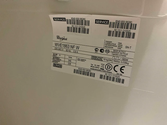 Vriezer whirlpool wve 1863 nf w + koelkast inventum - afbeelding 9 van  11