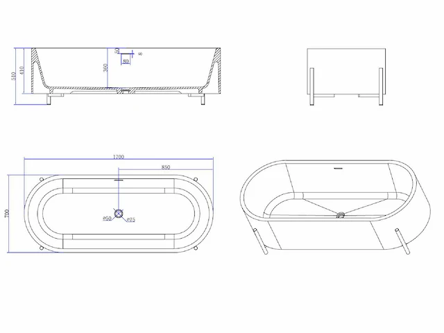Vrijstaand bad - solid surface - nevil (in 3 kleuren beschikbaar) - afbeelding 13 van  20